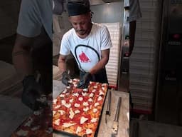 Baking Italian Big Pizza. Street Food