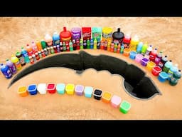How to Make Karambit hole with Cement, Big Mtn Dew, Pepsi, Coca Cola and Mentos vs Rainbow Soda