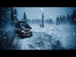Surviving BLIZZARD! Caught in Heavy Snowstorm without Winter Gear – Cozy Van Life Solo Camping