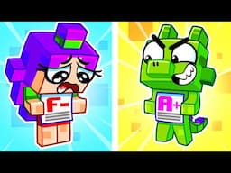 Minecraft Zombie School | Good VS Bad Student | Teamwork Challenge | Viv and Denny