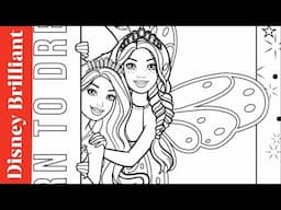 Barbie Born To Dream Butterfly Princess Merrmaid Princess and Friend NEW Coloring Drawing Disney BRI