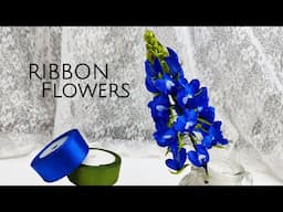 DIY ribbon flower/how to make bluebonned flower with satin ribbon