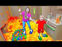 Oliver and Mom - Giant Cardboard Maze Challenge