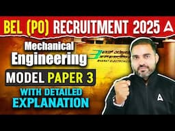 BEL (PO) 2025 | BEL Probationary Engineer Mechanical Engineering Model Paper 3 | by RK Sir