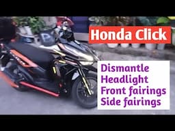 How to remove Headlight Assy, front and side Fairings HONDA Click.