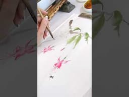 Painting Fuchsias #chinesebrushpainting #brushpainting #fuchsia #zen