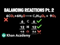 Worked examples: Balancing more complex chemical equations | Middle school chemistry | Khan Academy