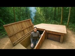 I Built a Hidden Underground Wooden Forest Shelter, Clay Fireplace, Start To Finish
