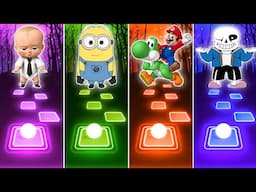 Boss Baby 🆚 Minions Banana 🆚 Super Mario 🆚 Undertale Sans Coffin Dance Cover Tiles Hop
