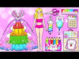 DIY Paper Doll - Pink VS Blue School Supplies Dress Up Contest 🎒✏️ Barbie Transformation Handmade