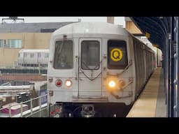 R46 (Q) train arrives at Brighton Beach