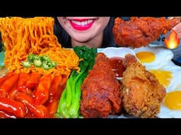 ASMR SPICY NOODLES, TTEOKBOKKI, FRIED CHICKEN, EGGS, VEGETABLES MUKBANG MASSIVE Eating Sounds