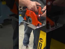 Using the Cordless Fein TCT Circular Saw to cut some 3/16 inch mild steel plate at Trick-Tools.com