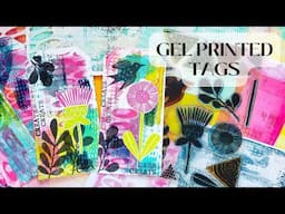 Gelli Printed Mixed Media Tags with my new Carved Stamps
