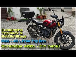 Triumph Scrambler 400x Mods | ASG 45 itres Top Box | AutoEngina Top Rack, Saddle Stays | DNA VLOGS