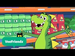 SHOP TIL YOU DROP with Dinosaurs! @VeeFriendsCartoons | Fun Animal Cartoons for Kids