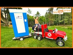 Portable toilet plumbing emergency with kids ride on septic truck and trailer Educational | Kid Crew