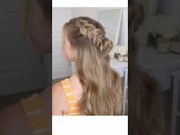 Double Braided Half Up 🌞#hairstyles #hairtutorial #easyhairstyles #braidedhair #hair #braids #hair