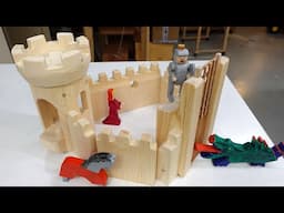 Wooden toy castle set build