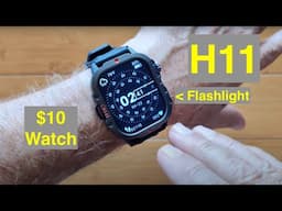 LAXASFIT H11 UNDER $10! BT Calls 2.01" Always-on Screen LED Flashlight Smartwatch: Unbox & 1st Look