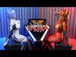 The Best EVANGELION Songs「A Cruel Angel's Thesis + One Last Kiss」Rei & Asuka Piano Cover