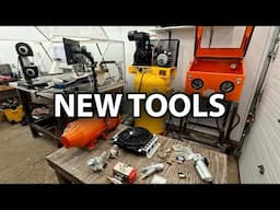 Portable Band saw vertical mod, air compressor upgrades, and blast cabinet build.