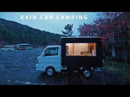 [Heavy Rain. Car Camping Trip] Unexpected weather. Thai dish, Gapao rice