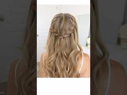 Waterfall Braid 🌈🌦️ #hairstyle #hairup #halfuphalfdown #hair #hairtutorial