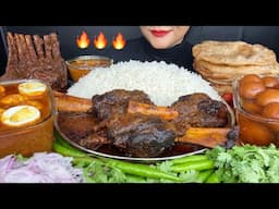 ASMR EATING MUTTON KALA BHUNA,SOFT PURI,EGG CURRY,MUTTON RIBS CURRY,GULAB JAMUN