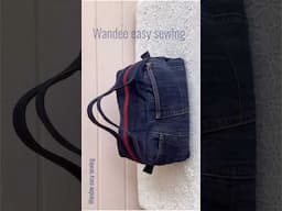 How to sew denim small travel bag from old jeans #wandeeeasysewing #denimtravelbag