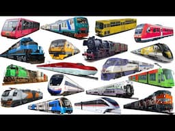 TRAIN and Railway Vehicles - Learn Railway Transport in English - Tram, Submarine, Train