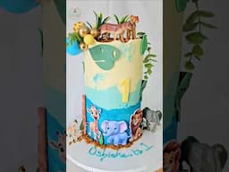 Safari Cake tutorial #junglecake #cakedecoration #cakedesign #cakedesignforbirthday #ganachecake