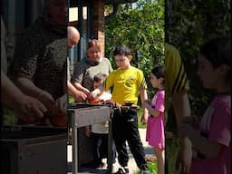 A homely atmosphere with grandchildren #bbq #children #steak