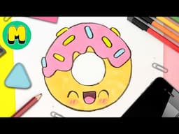 COMO DIBUJAR UNA DONA O DONUT KAWAII - Dibujos kawaii faciles - como dibujar comida kawaii