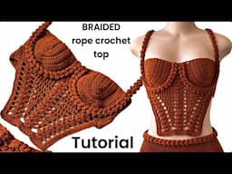 Crochet Pinterest inspired viral braided rope crop top | in-depth step by step guide