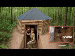 Building a COMPLETE Underground Log Cabin | Bushcraft Shelter (Start to Finish)