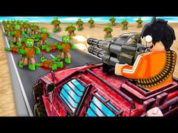 Killing ZOMBIES ARMY in ROBLOX Army ROADS !!!