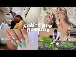 MAINTENANCE ROUTINE: Pedicure + Scalp Shots + Lawn Care + DIY Acrylic Nails + Peaceful Reset Day