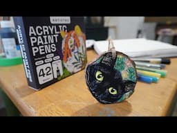 Cat Painting on Wood - Artistro Paint Pens Review