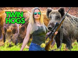 EXCITING Wild Hog Hunting TWINS! Double Trouble for Hunting Queen