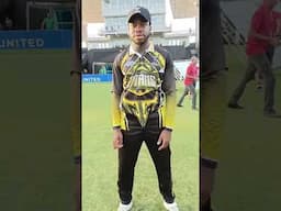 Kirk Mckenzie reacts to his match winning 51 in the Breakout league win vs Guyana