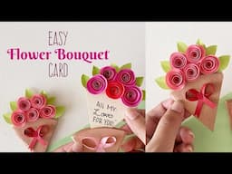 Paper Flower Bouquet Making | Papercraft 3d Flower Card | Handmade Greeting Card | DIY Birthday Card