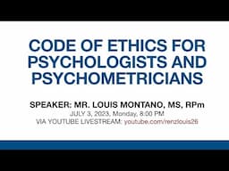 Code of Ethics for Psychologists and Psychometricians