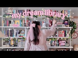 creating my dream home library 🎀🦢 organize & decorate my shabby chic bookshelves with me