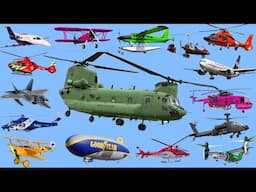 AIR VEHICLE Names - Collection of Airplanes, Helicopter   Ambulance, Police Helicopter,  Jumbo Jet