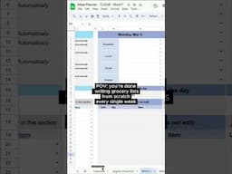 Plan your Weekly Meals & Grocery List with Google Sheets 🍽 | Meal Planning Spreadsheet #mealprep