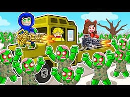 Ayush and Ekta Crushing Zombies with Army Truck in ARMY ROAD in Roblox!!