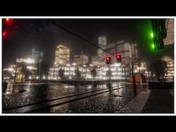 Walking through a Minecraft City on a Peaceful Rainy Night
