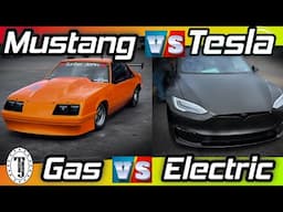 Tesla v/s Mustang  ..  Electric car v/s Gas ..  Who will win?  Who is faster?