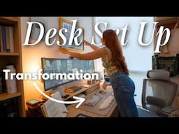 An Aesthetic Desk/WFH Transformation | Oakywood Standing Desk, Book Stand, Mechanical Keyboard
